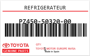 TOYOTA - PZ450-50320-00 REFRIGERATEUR