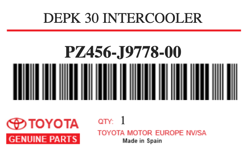 TOYOTA - PZ456-J9778-00 DEPK 30 INTERCOOLER