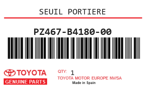 TOYOTA - PZ467-B4180-00 SEUIL PORTIERE