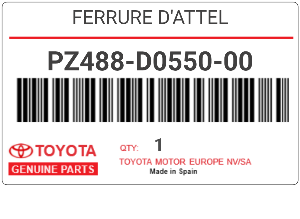 TOYOTA - PZ488-D0550-00 FERRURE D'ATTEL
