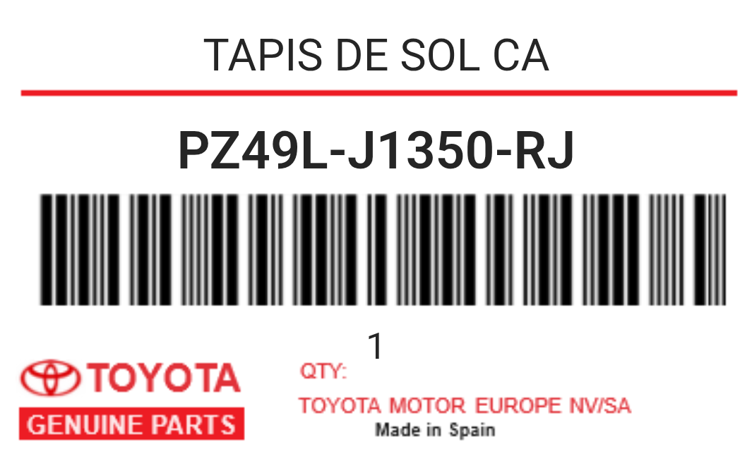 TOYOTA - PZ49L-J1350-RJ TAPIS DE SOL CA