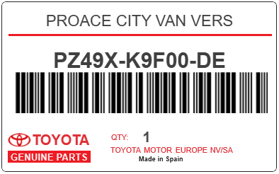 TOYOTA - PZ49X-K9F00-DE PROACE CITY VAN VERS