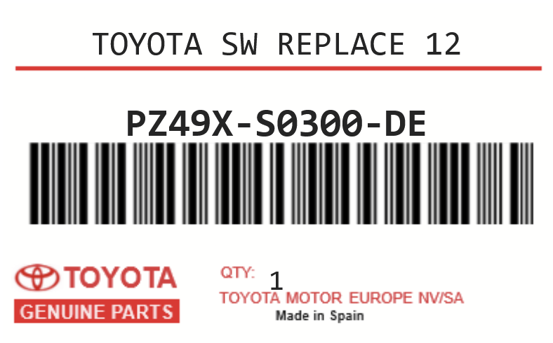 TOYOTA - PZ49X-S0300-DE TOYOTA SW REPLACE 12